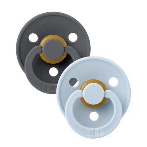 Chupete BIBS Colour Látex Natural Pack x 2 Iron/Baby Blue