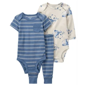 Carter´s - Set Tres Piezas Pantalón y Bodies de Algodón Diseño Panda | +3m