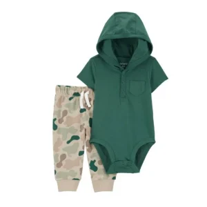 Carter´s - Conjunto de 2 Piezas Mameluco con Capucha y Pantalón | +Nb