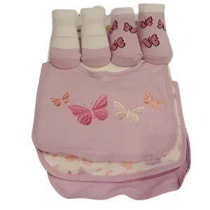 Little Me - Set 3 Baberos y 2 Medias niña Mariposa