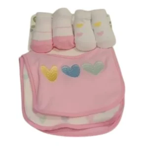 Shaloom - Set 3 Babero 2/Calcetines de Corazon