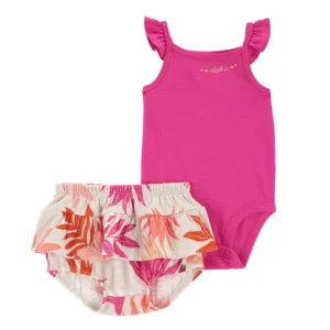 Carter´s - Conjunto de 2 piezas de body Flutter y cubrepañal tropical para bebé +18m