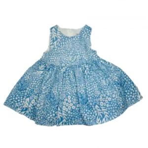 Vestido bordado color blanco con celeste  +18M