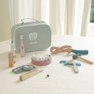 Set de dentista de madera con maletín