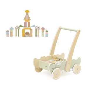 Carrito para juguetes con bloques y puzzle - Cocodrilo