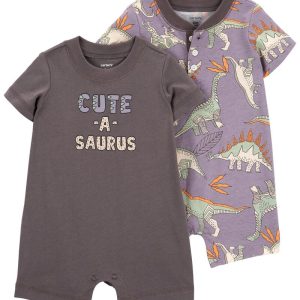 2PK CONJUNTO/ROMPER PURPLE DINO PRINT