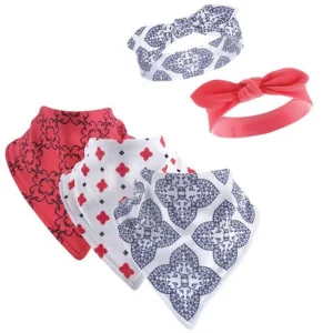 5PC BABERO BANDANA ROJO GRIS NIÑA